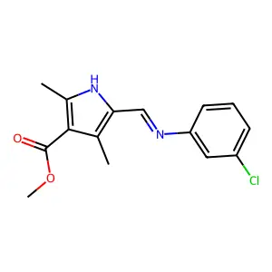 methyl 5-{(E)-[(3-chlorophenyl)imino]methyl}-2,4-dimethyl-1H-pyrrole-3-carboxylate structure
