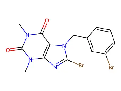 8-bromo-7-(3-bromobenzyl)-1,3-dimethyl-1H-purine-2,6(3H,7H)-dione structure