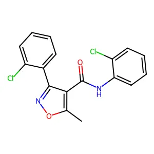 N,3-bis(2-chlorophenyl)-5-methyl-1,2-oxazole-4-carboxamide structure