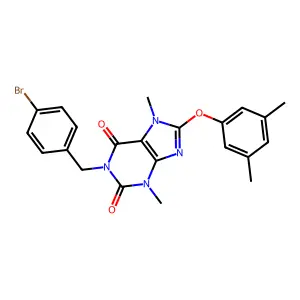 1-[(4-Bromophenyl)methyl]-8-(3,5-dimethylphenoxy)-3,7-dimethylpurine-2,6-dione structure