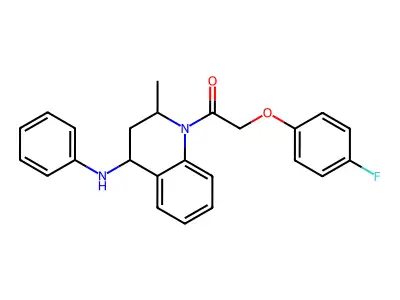 1-(4-anilino-2-methyl-3,4-dihydro-2H-quinolin-1-yl)-2-(4-fluorophenoxy)ethanone structure