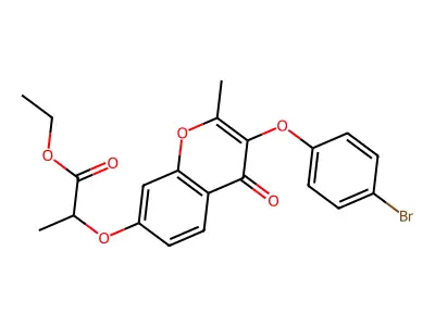 ethyl 2-{[3-(4-bromophenoxy)-2-methyl-4-oxo-4H-chromen-7-yl]oxy}propanoate structure