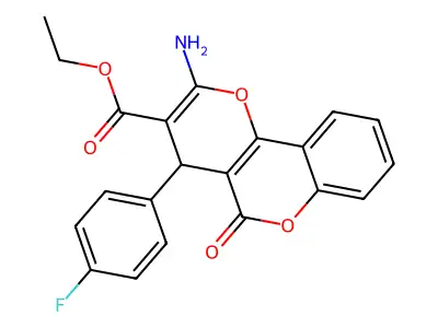 ethyl 2-amino-4-(4-fluorophenyl)-5-oxo-4H,5H-pyrano[3,2-c]chromene-3-carboxylate structure