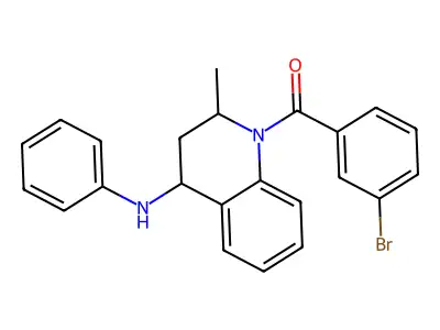 (4-anilino-2-methyl-3,4-dihydro-2H-quinolin-1-yl)-(3-bromophenyl)methanone structure