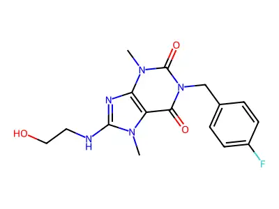 1-(4-fluorobenzyl)-8-[(2-hydroxyethyl)amino]-3,7-dimethyl-3,7-dihydro-1H-purine-2,6-dione structure
