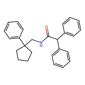 2,2-diphenyl-N-[(1-phenylcyclopentyl)methyl]acetamide structure