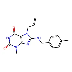 3-Methyl-8-[(4-methylphenyl)methylamino]-7-prop-2-enylpurine-2,6-dione structure