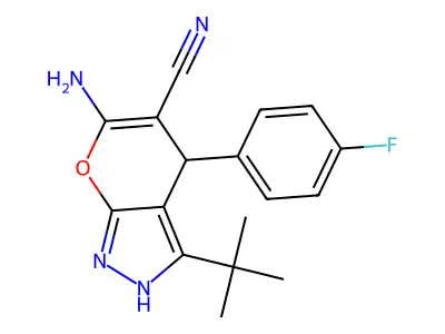 6-Amino-3-tert-BU-4-(4-F-PH)-1,4-dihydropyrano(2,3-C)pyrazole-5-carbonitrile structure