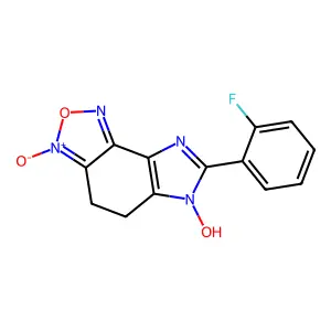 7-(2-fluorophenyl)-6-hydroxy-3-oxido-4,5-dihydroimidazo[4,5-e][2,1,3]benzoxadiazol-3-ium structure