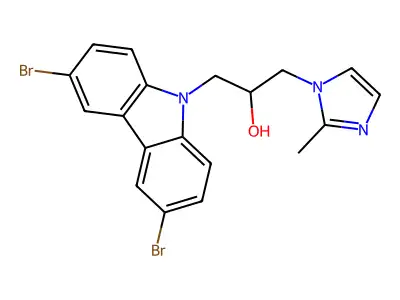 1-(3,6-dibromo-9H-carbazol-9-yl)-3-(2-methyl-1H-imidazol-1-yl)propan-2-ol structure