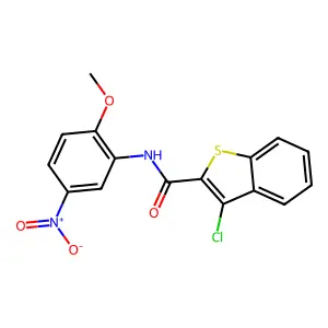 3-Chloro-N-(2-methoxy-5-nitrophenyl)-1-benzothiophene-2-carboxamide structure