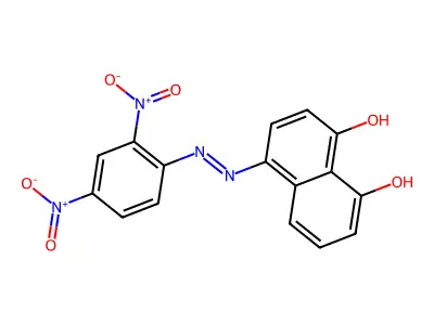 (1E)-5-hydroxy-1,4-naphthalenedione 1-[(2,4-dinitrophenyl)hydrazone] structure