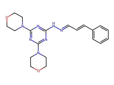 N-(cinnamylideneamino)-4,6-dimorpholin-4-yl-1,3,5-triazin-2-amine structure