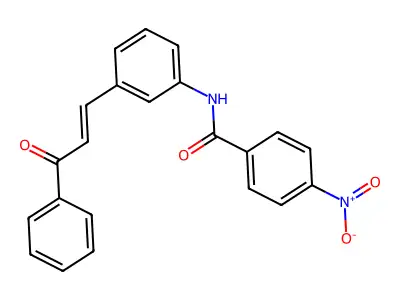 4-nitro-N-[3-[(E)-3-oxo-3-phenylprop-1-enyl]phenyl]benzamide structure