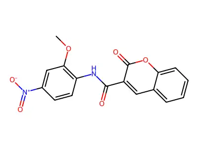 N-(2-methoxy-4-nitrophenyl)-2-oxochromene-3-carboxamide structure