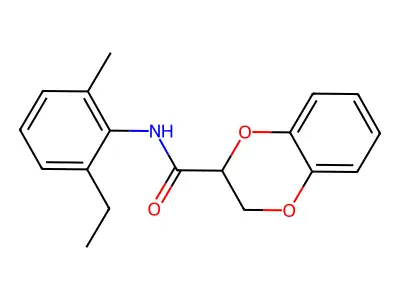 N-(2-ethyl-6-methylphenyl)-2,3-dihydro-1,4-benzodioxine-2-carboxamide structure