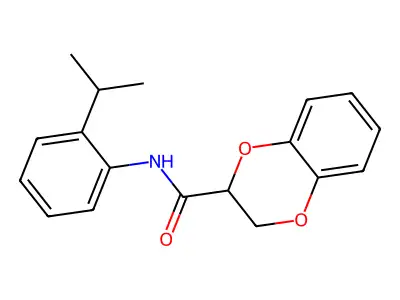 2H,3H-benzo[e]1,4-dioxan-2-yl-N-[2-(methylethyl)phenyl]carboxamide structure