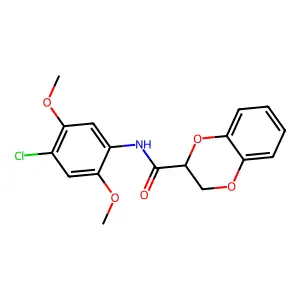 N-(4-chloro-2,5-dimethoxyphenyl)-2,3-dihydro-1,4-benzodioxine-3-carboxamide structure