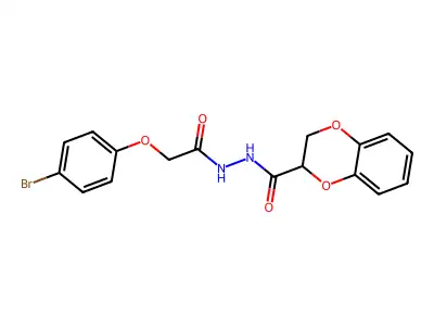 N'-[2-(4-bromophenoxy)acetyl]-2,3-dihydro-1,4-benzodioxine-2-carbohydrazide structure