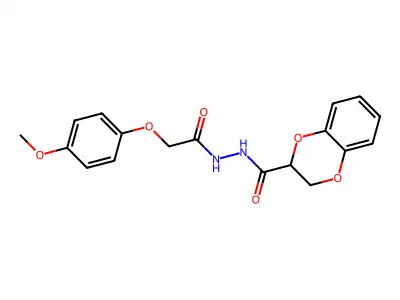 N'-[2-(4-methoxyphenoxy)acetyl]-2,3-dihydro-1,4-benzodioxine-2-carbohydrazide structure