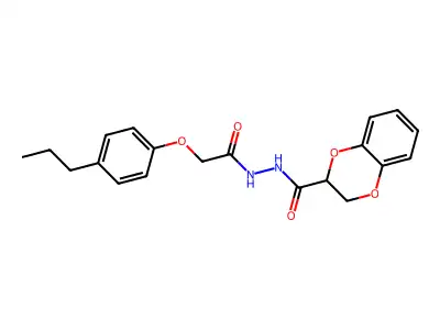 N-(2H,3H-benzo[e]1,4-dioxan-2-ylcarbonylamino)-2-(4-propylphenoxy)acetamide structure