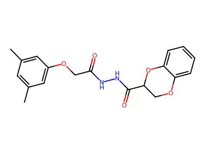 N'-[2-(3,5-dimethylphenoxy)acetyl]-2,3-dihydro-1,4-benzodioxine-3-carbohydrazide structure