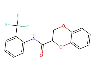 N-[2-(trifluoromethyl)phenyl]-2,3-dihydro-1,4-benzodioxine-2-carboxamide structure