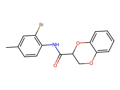 N-(2-bromo-4-methylphenyl)-2,3-dihydro-1,4-benzodioxine-2-carboxamide structure