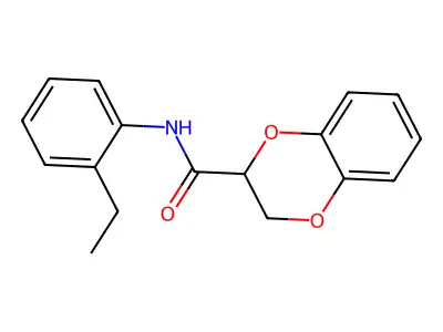 N-(2-ethylphenyl)-2,3-dihydro-1,4-benzodioxine-2-carboxamide structure