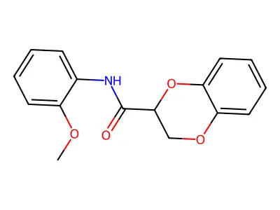 N-(2-methoxyphenyl)-2,3-dihydro-1,4-benzodioxine-2-carboxamide structure