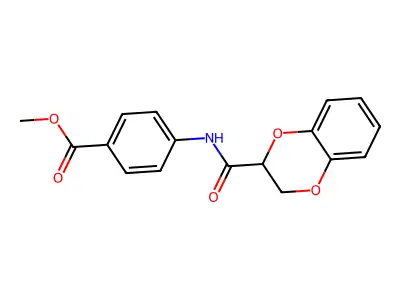 4-[(2,3-Dihydro-benzo[1,4]dioxine-2-carbonyl)-amino]-benzoic acid methyl ester structure