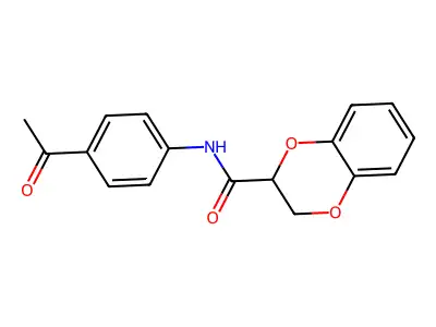 N-(4-acetylphenyl)-2,3-dihydro-1,4-benzodioxine-2-carboxamide structure