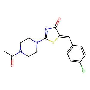 (E)-2-(4-acetylpiperazin-1-yl)-5-(4-chlorobenzylidene)thiazol-4(5H)-one structure