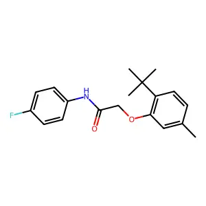 2-(2-tert-butyl-5-methylphenoxy)-N-(4-fluorophenyl)acetamide structure