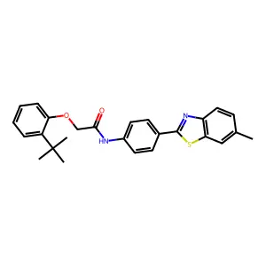 2-(2-tert-butylphenoxy)-N-[4-(6-methyl-1,3-benzothiazol-2-yl)phenyl]acetamide structure