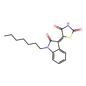 (3Z)-1-heptyl-3-(4-hydroxy-2-oxo-1,3-thiazol-5(2H)-ylidene)-1,3-dihydro-2H-indol-2-one structure