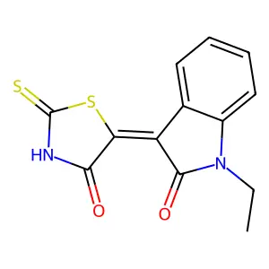 (5Z)-5-(1-ethyl-2-oxoindol-3-ylidene)-2-sulfanylidene-1,3-thiazolidin-4-one structure