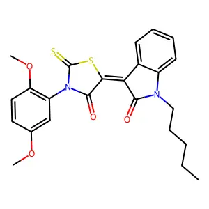 (3Z)-3-[3-(2,5-dimethoxyphenyl)-4-oxo-2-thioxo-1,3-thiazolidin-5-ylidene]-1-pentyl-1,3-dihydro-2H-indol-2-one structure