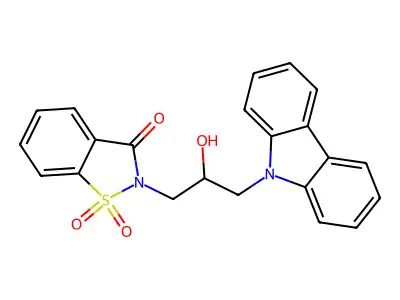 2-[3-(9H-carbazol-9-yl)-2-hydroxypropyl]-1,2-benzothiazol-3(2H)-one 1,1-dioxide structure
