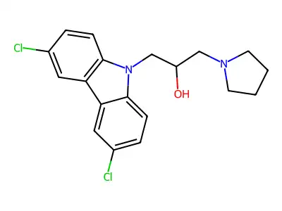 1-(3,6-dichloro-9H-carbazol-9-yl)-3-(pyrrolidin-1-yl)propan-2-ol structure