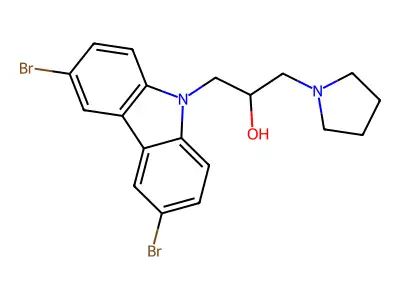 1-(3,6-dibromo-9H-carbazol-9-yl)-3-(pyrrolidin-1-yl)propan-2-ol structure