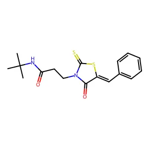 (Z)-3-(5-benzylidene-4-oxo-2-thioxothiazolidin-3-yl)-N-(tert-butyl)propanamide structure