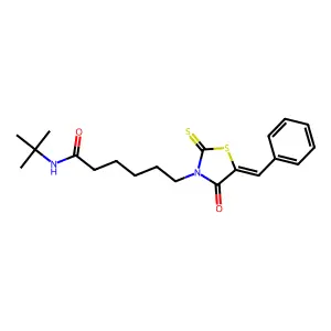 (Z)-6-(5-benzylidene-4-oxo-2-thioxothiazolidin-3-yl)-N-(tert-butyl)hexanamide structure