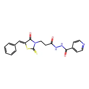 Isonicotinic acid N'-[3-(5-benzylidene-4-oxo-2-thioxo-thiazolidin-3-yl)-propiony structure