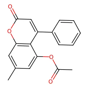 Acetic acid 7-methyl-2-oxo-4-phenyl-2H-chromen-5-yl ester structure