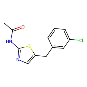 N-[5-[(3-chlorophenyl)methyl]-1,3-thiazol-2-yl]acetamide structure