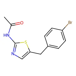N-[5-[(4-bromophenyl)methyl]-1,3-thiazol-2-yl]acetamide structure