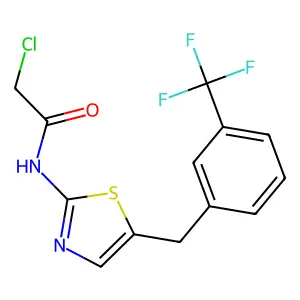 2-chloro-N-{5-[3-(trifluoromethyl)benzyl]-1,3-thiazol-2-yl}acetamide structure