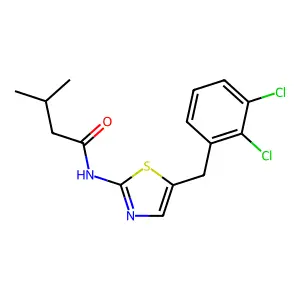 N-[5-(2,3-dichlorobenzyl)-1,3-thiazol-2-yl]-3-methylbutanamide structure
