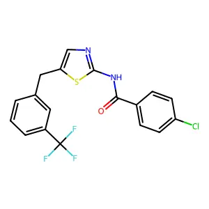 4-chloro-N-{5-[3-(trifluoromethyl)benzyl]-1,3-thiazol-2-yl}benzamide structure